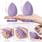 6 Pcs Makeup Sponges Blender Set, 4 Pcs Professional Beauty Sponge Foundation Blending Blender with 1 Sponge Holder, 1Powder Puff, Multi-Colored Makeup Sponges for Cream, Liquid and Powder